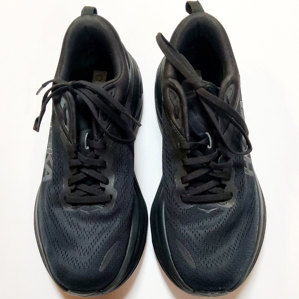 Hoka One One W Bondi 8 9.5B Black Running Shoes 1127952 BBLC - Picture 3 of 8